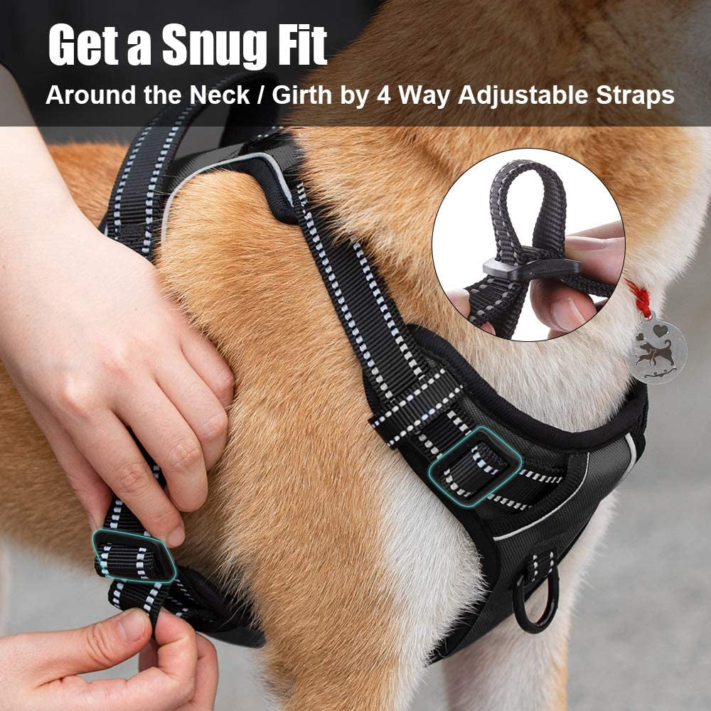 No Pull Dog Harness Large, Reflective Vest with Front Clip & Handle
