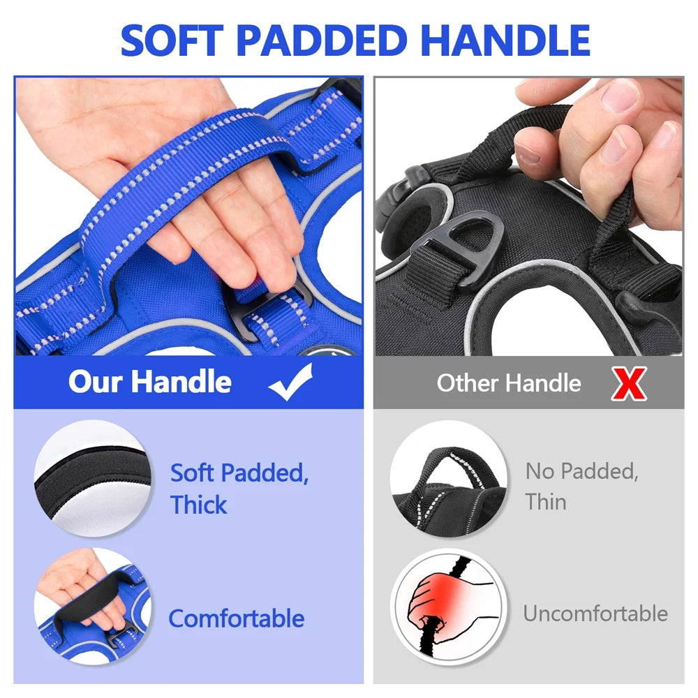 Reflective Dog Harness No Pull Dog Vest Harness with Handle,No Choke Adjustable Soft Padded Pet Vest for Small to Large Dogs,Royal Blue, L