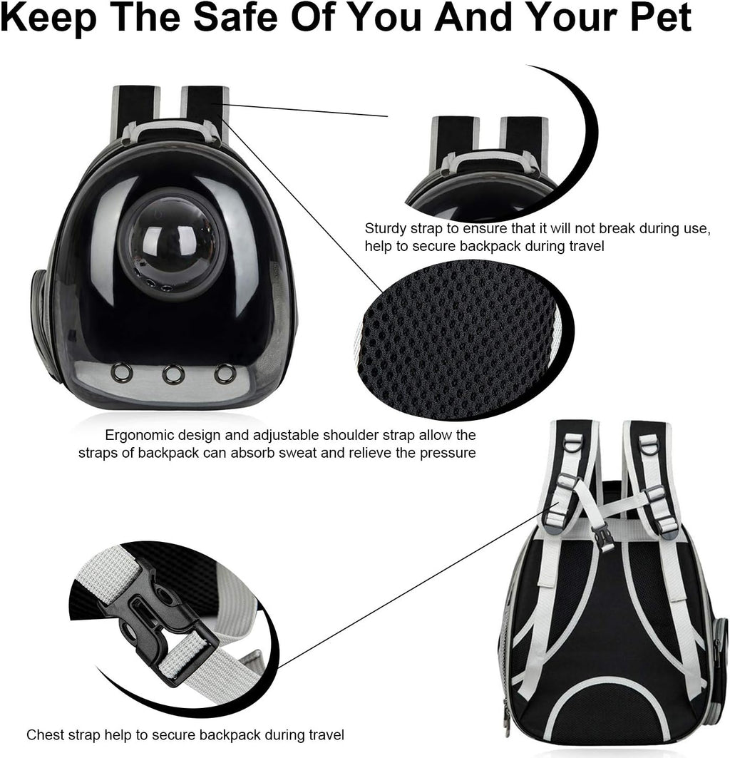 Black Cat Carrier Dog Carrier Backpack, Pet Carrier Back Pack Pack for Small Medium Cat Puppy Doggie, Dog Body Carrying Bag Travel Space Capsule for Travel, Hiking, Walking & Outdoor Use