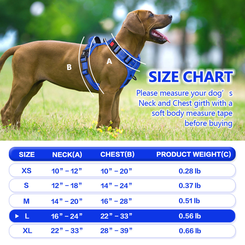 Reflective Dog Harness No Pull Dog Vest Harness with Handle,No Choke Adjustable Soft Padded Pet Vest for Small to Large Dogs,Royal Blue, L