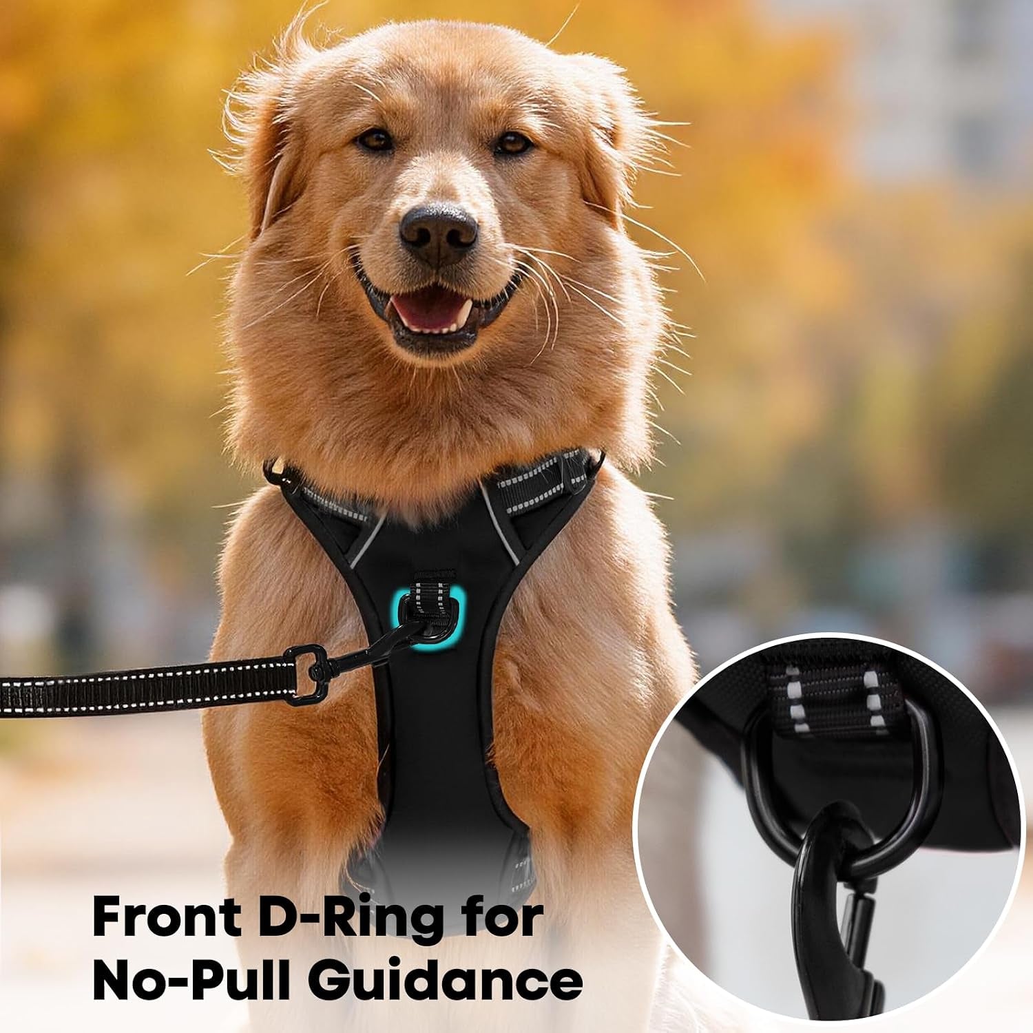 No Pull Dog Harness Large, Reflective Vest with Front Clip & Handle