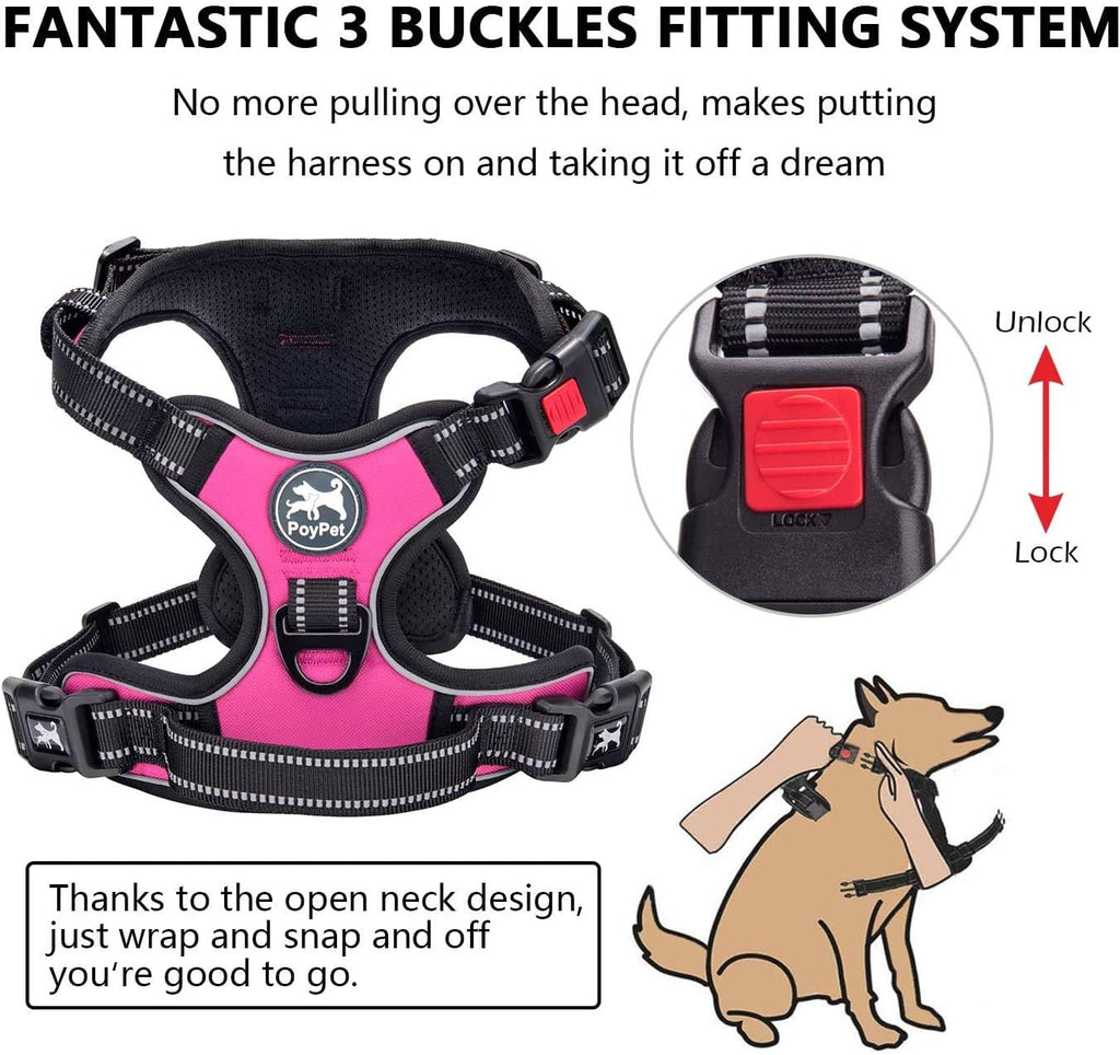 Dog Harness and Leash Set, No Pull Vest with Front Clip and Handle