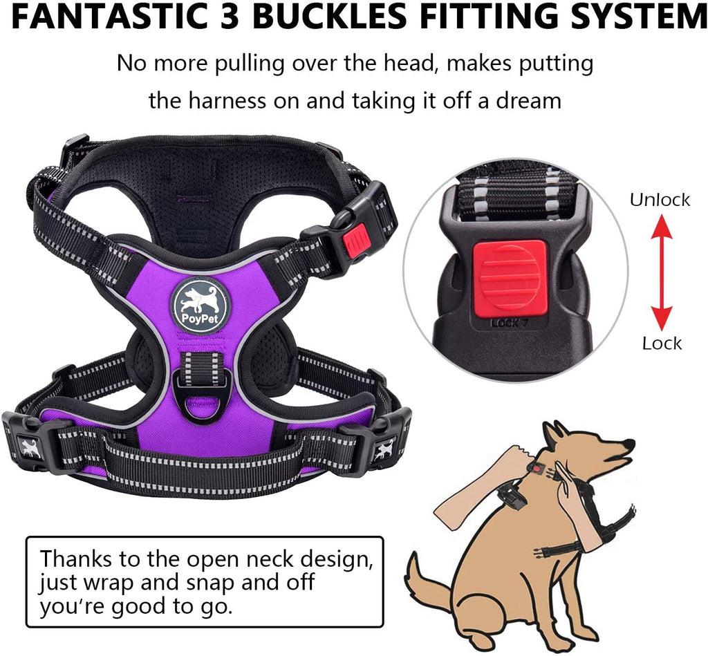 No Pull Dog Harness Medium with Front Clip & Neck Release Buckle