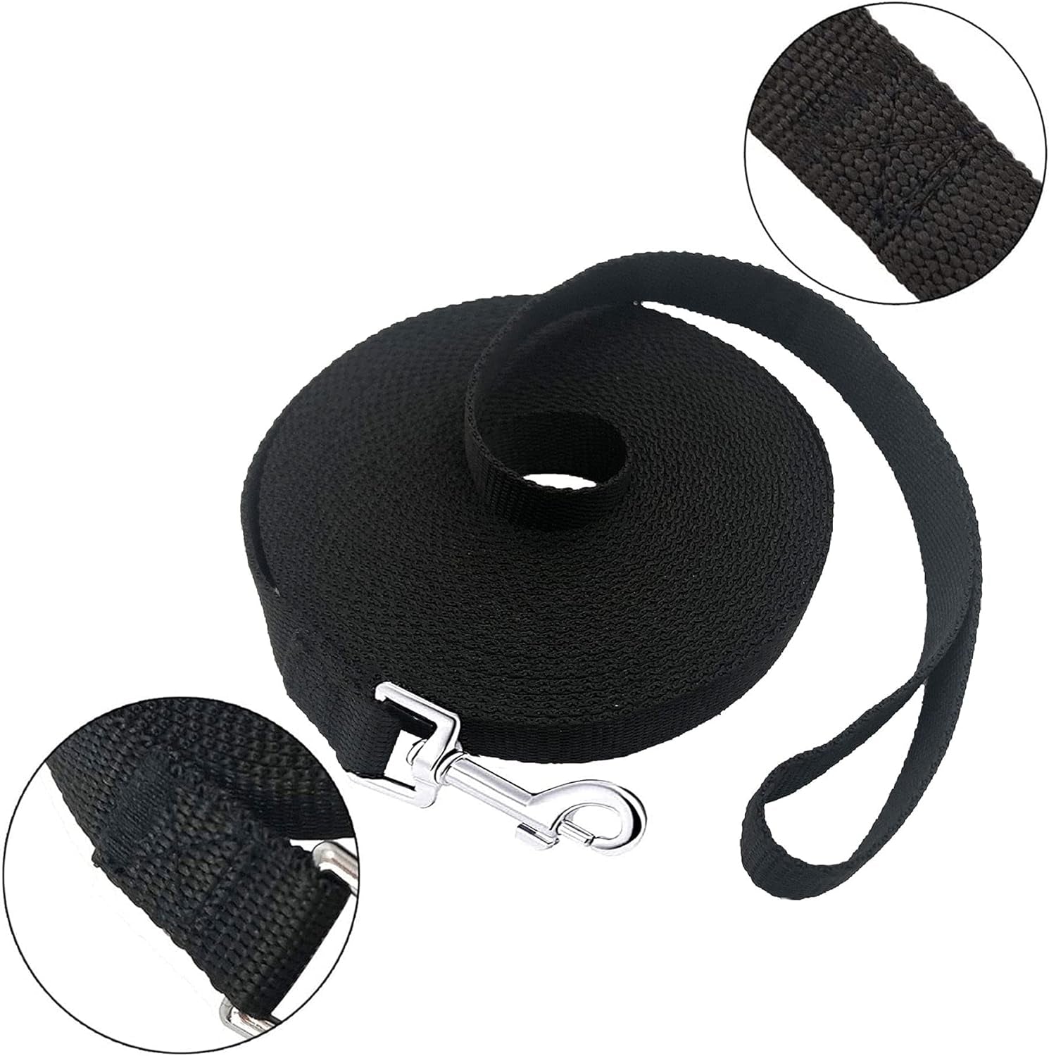 15Ft 20Ft 30Ft 40Ft 50Ft Long Dog/Puppy Lead Obedience Recall Training Dog Leashes for Small Medium Dogs Camping, Training, Play, or Backyard (20 FT, Black)