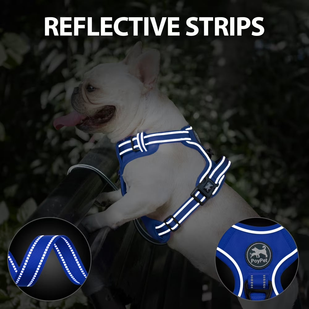 Reflective Dog Harness No Pull Dog Vest Harness with Handle,No Choke Adjustable Soft Padded Pet Vest for Small to Large Dogs,Royal Blue, L
