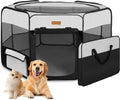 Portable Dog Playpen, Foldable Pet Play Pen for Puppy Cat, Black