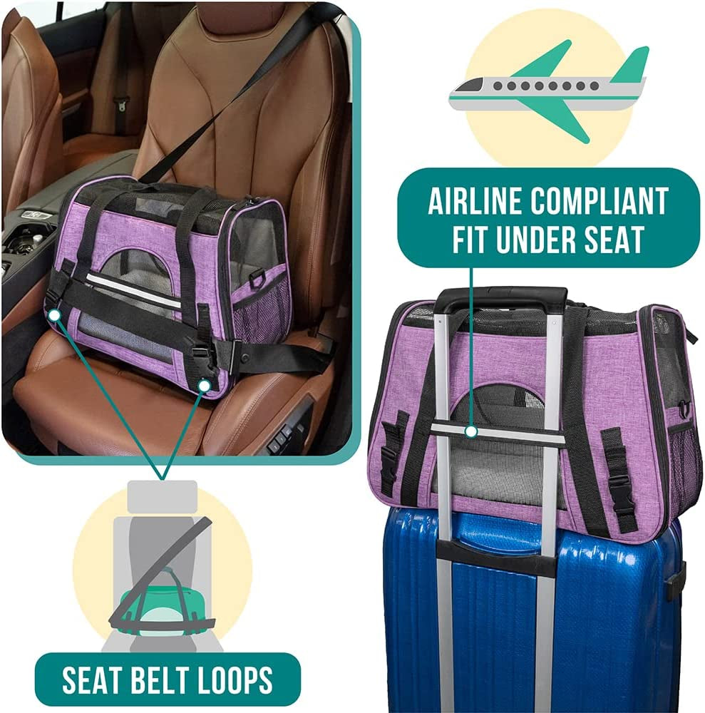 Airline Approved Pet Carrier Cats & Small Dogs, Large Heather Purple