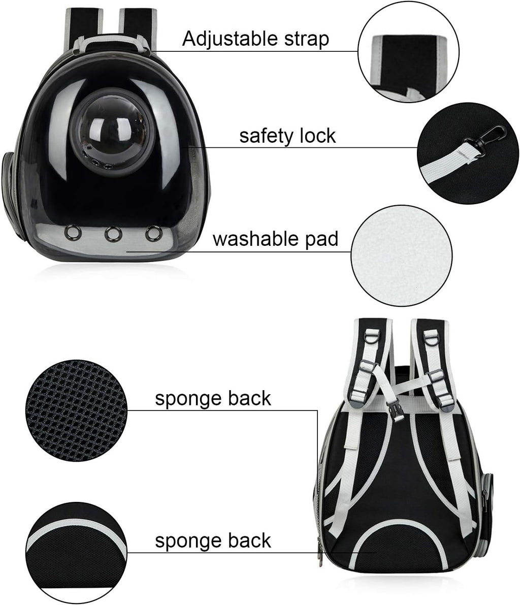 Black Cat Carrier Dog Carrier Backpack, Pet Carrier Back Pack Pack for Small Medium Cat Puppy Doggie, Dog Body Carrying Bag Travel Space Capsule for Travel, Hiking, Walking & Outdoor Use