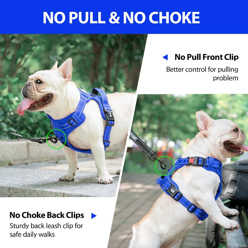Reflective Dog Harness No Pull Dog Vest Harness with Handle,No Choke Adjustable Soft Padded Pet Vest for Small to Large Dogs,Royal Blue, L
