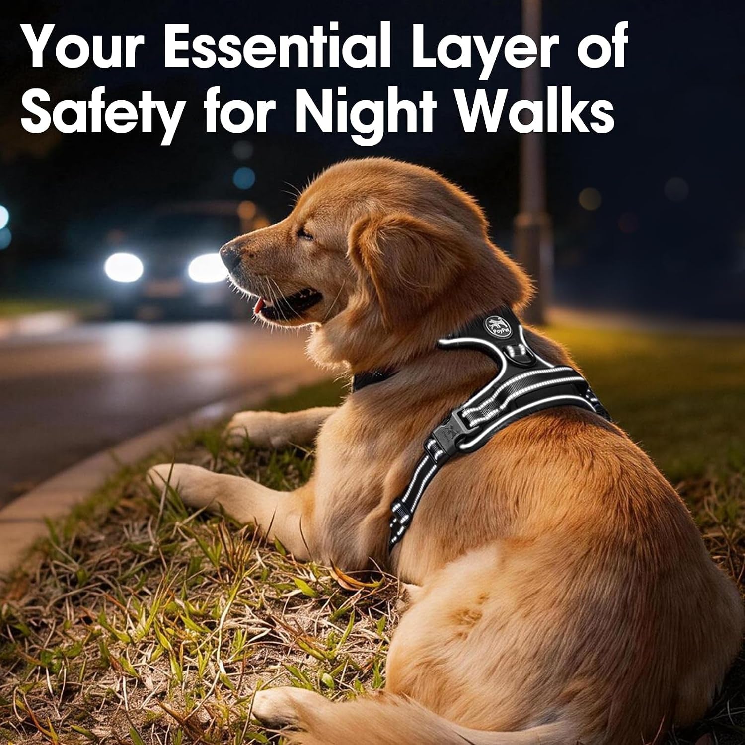 No Pull Dog Harness Large, Reflective Vest with Front Clip & Handle