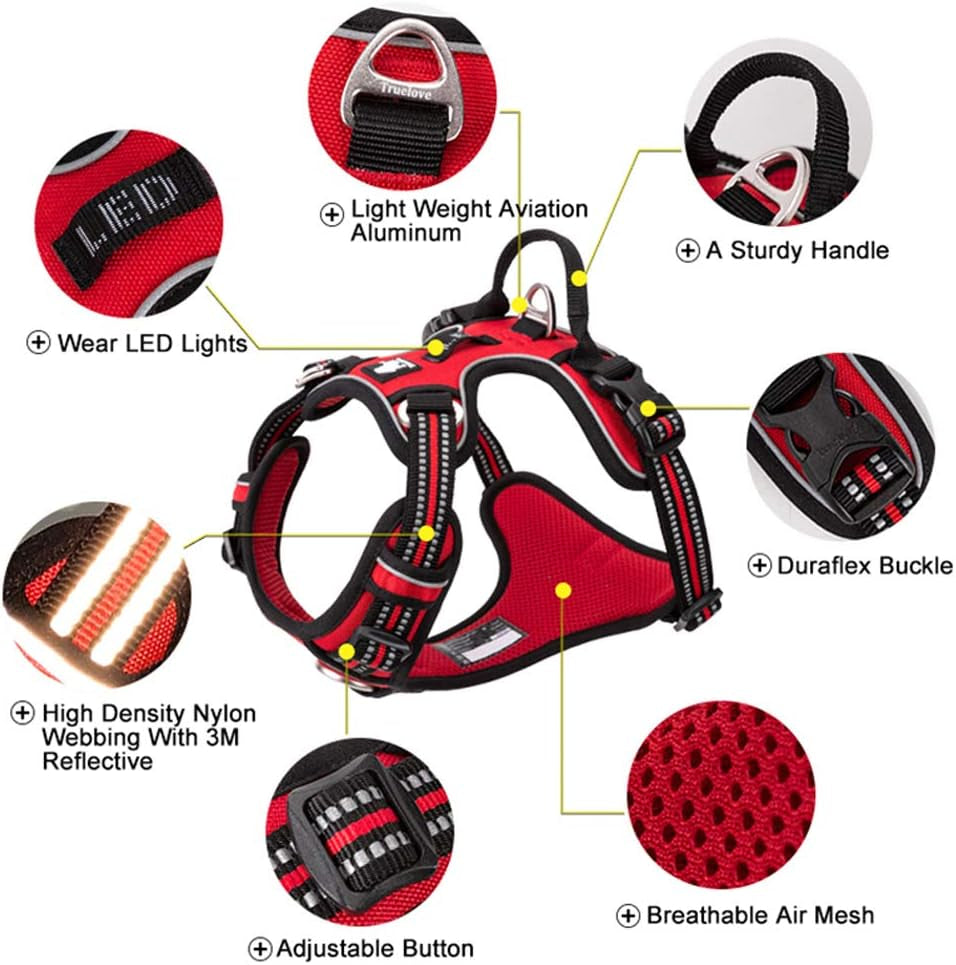 Dog Harness No Pull Nylon Reflective Pet Harness Adjustable Comfortable Control Step-In Brilliant Colors Truelove TLH56512 XS