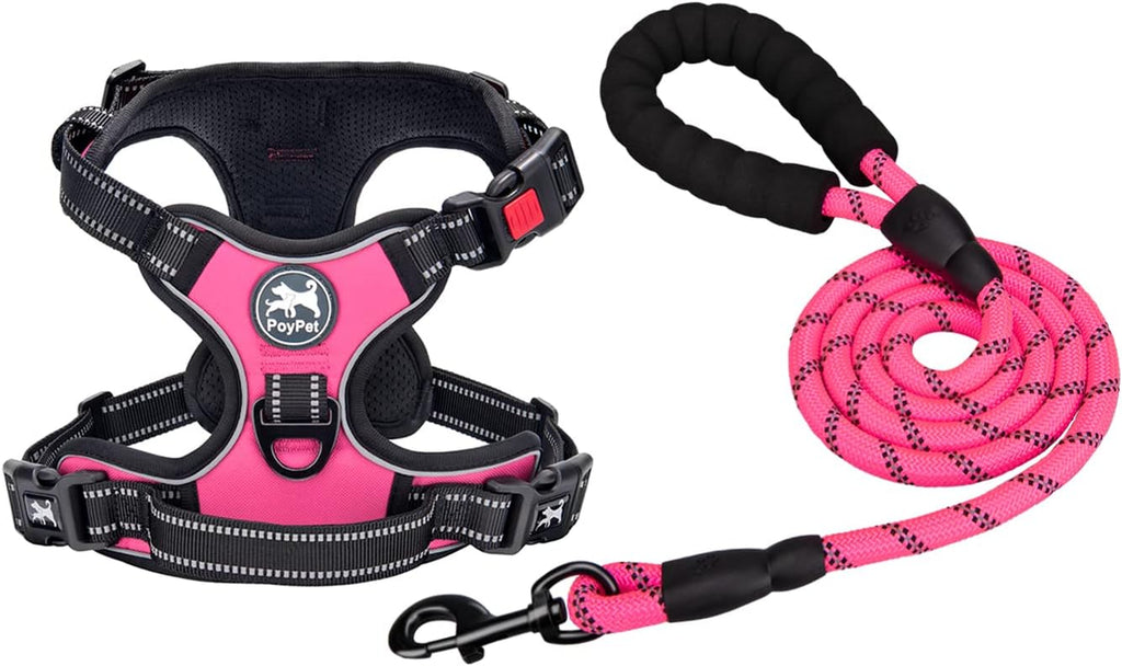 Dog Harness and Leash Set, No Pull Vest with Front Clip and Handle