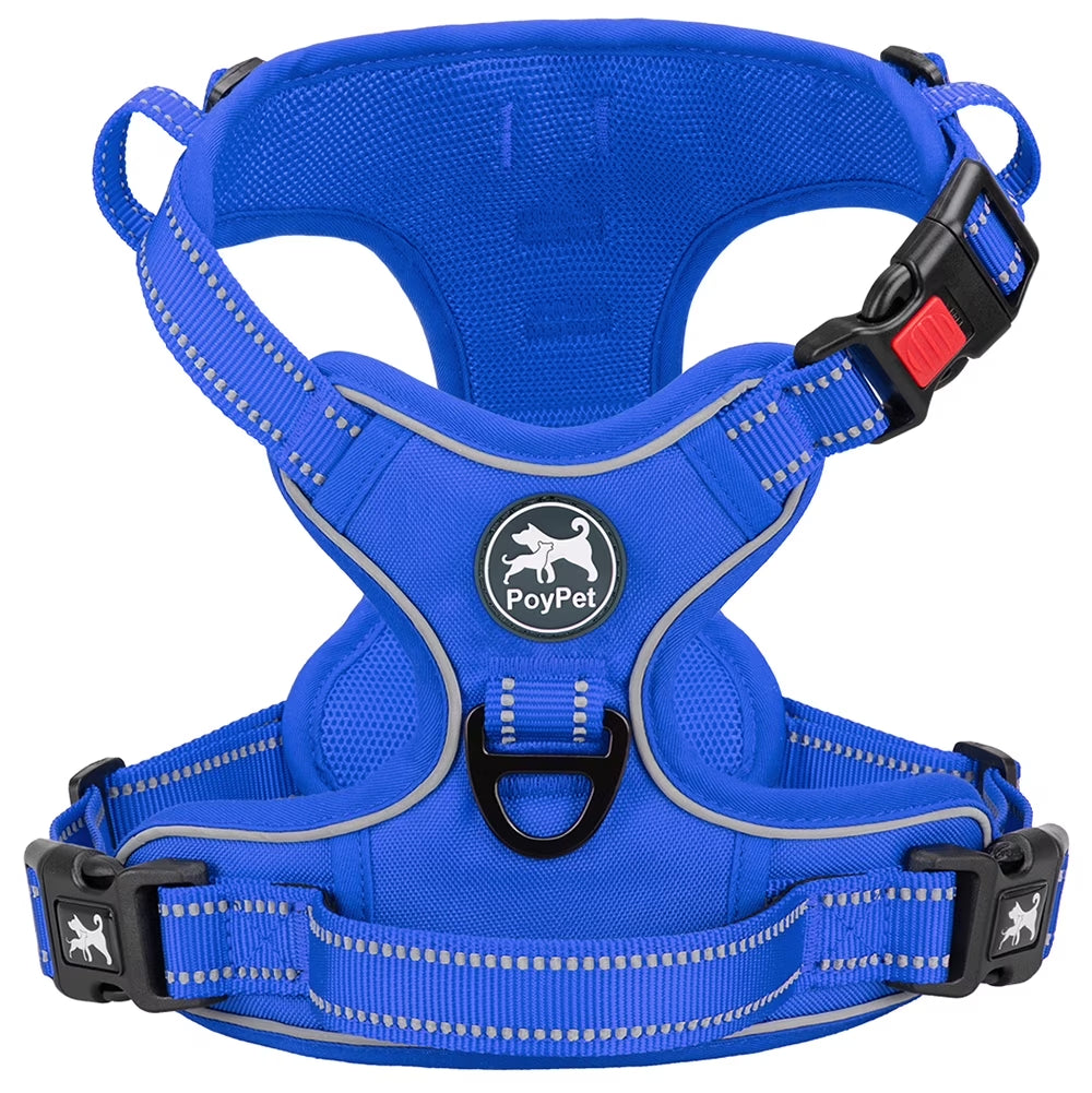Reflective Dog Harness No Pull Dog Vest Harness with Handle,No Choke Adjustable Soft Padded Pet Vest for Small to Large Dogs,Royal Blue, L