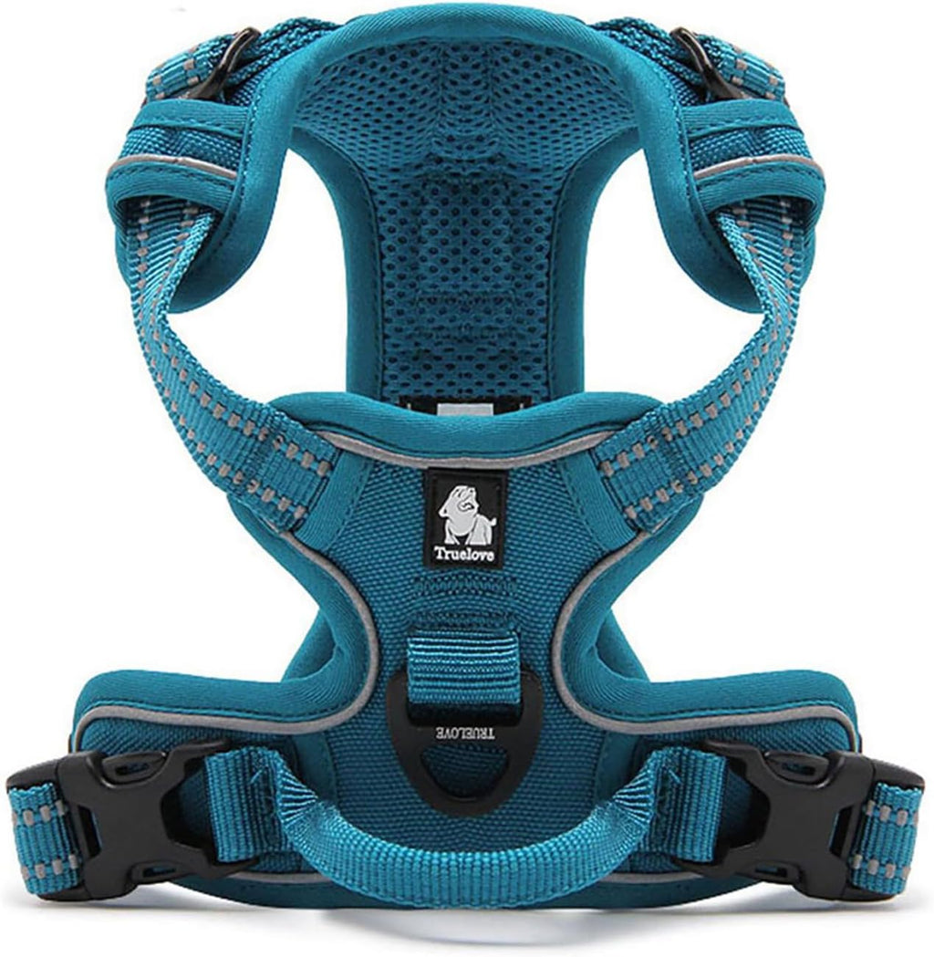 Adjustable No-Pull Dog Harness Reflective Vest, Blue, XS