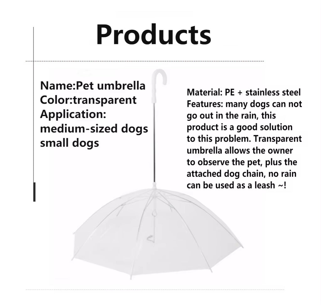 2026 New Pet Umbrella Leash Rainproof Snowproof Dog Umbrella Leash for Small Dogs Adjustable Doggy Umbrella