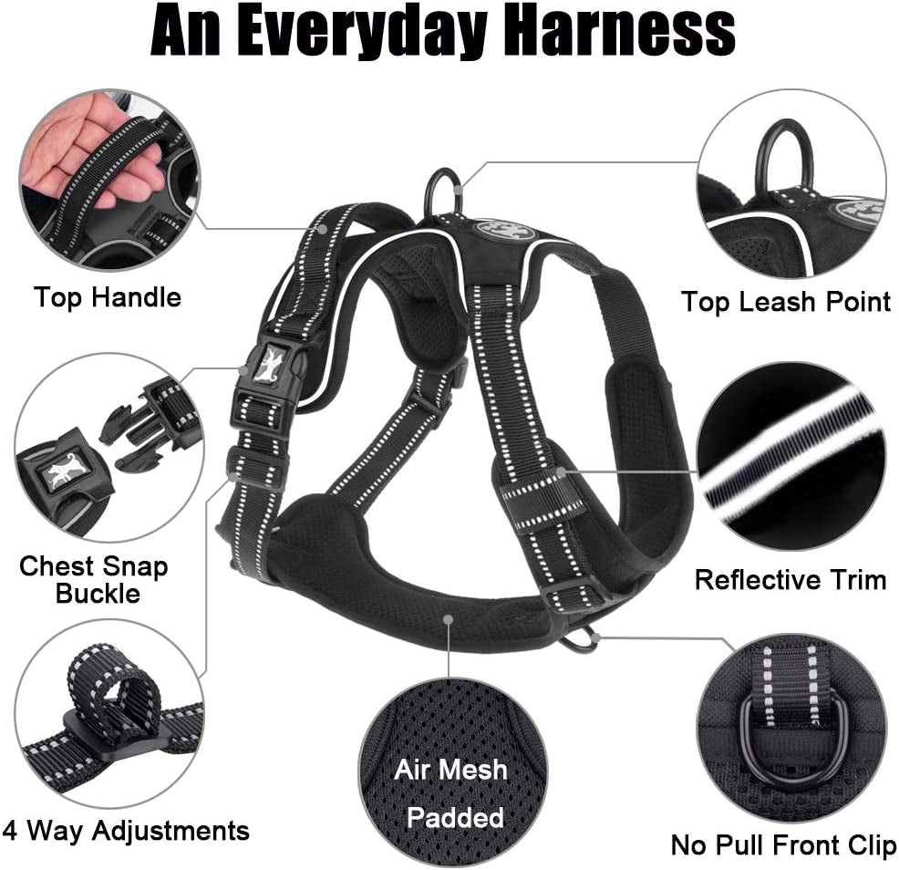 No Pull Dog Harness Large, Reflective Vest with Front Clip & Handle