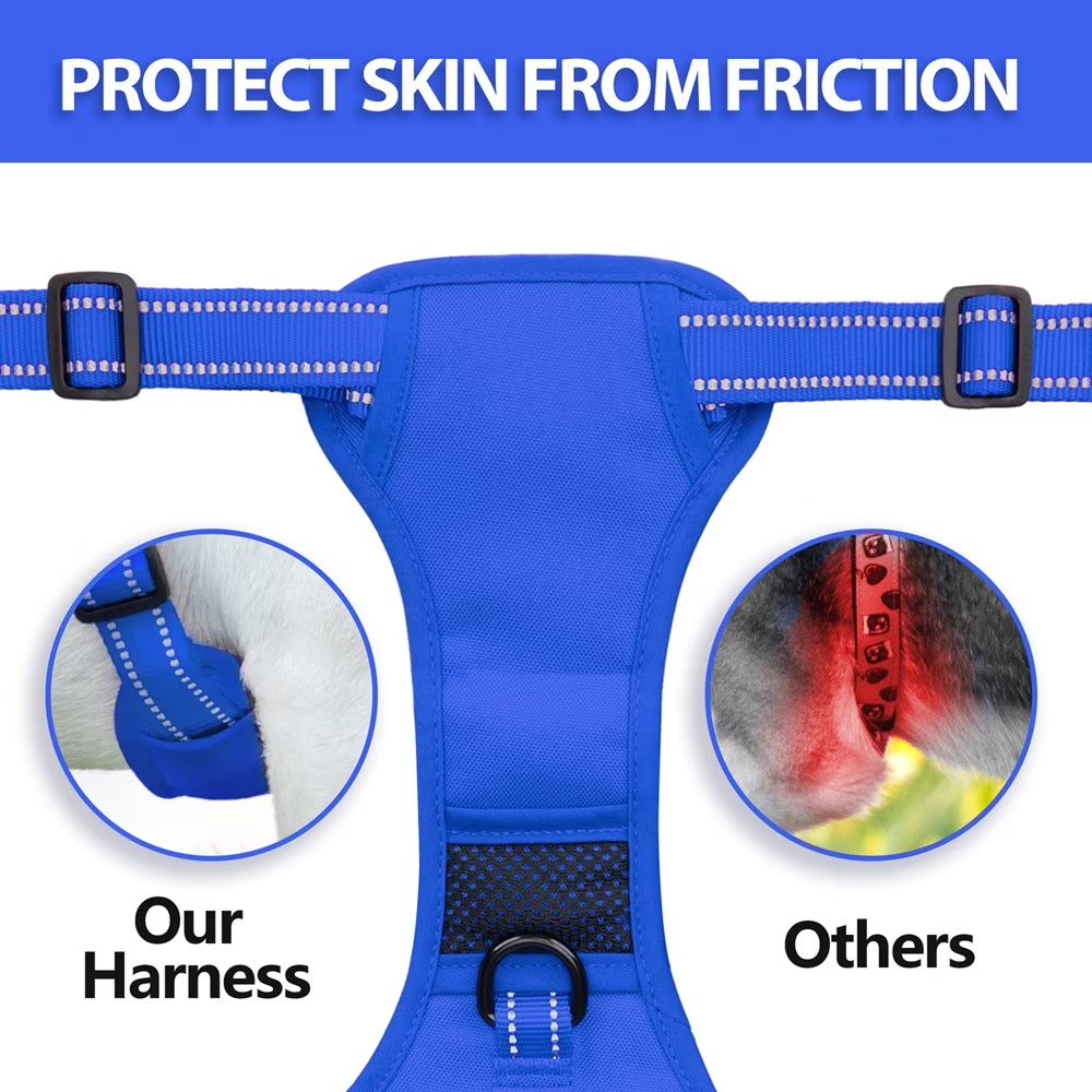 Reflective Dog Harness No Pull Dog Vest Harness with Handle,No Choke Adjustable Soft Padded Pet Vest for Small to Large Dogs,Royal Blue, L